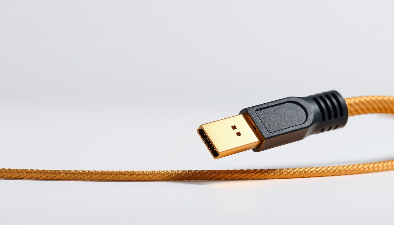 hdmi cable golden in editorial style