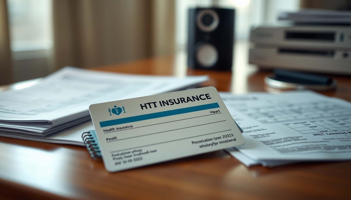Health insurance card on a desk with medical bills em estilo editorial