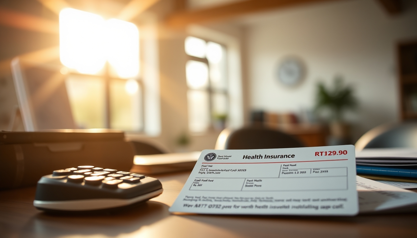 Health insurance card on a desk with medical bills em estilo editorial