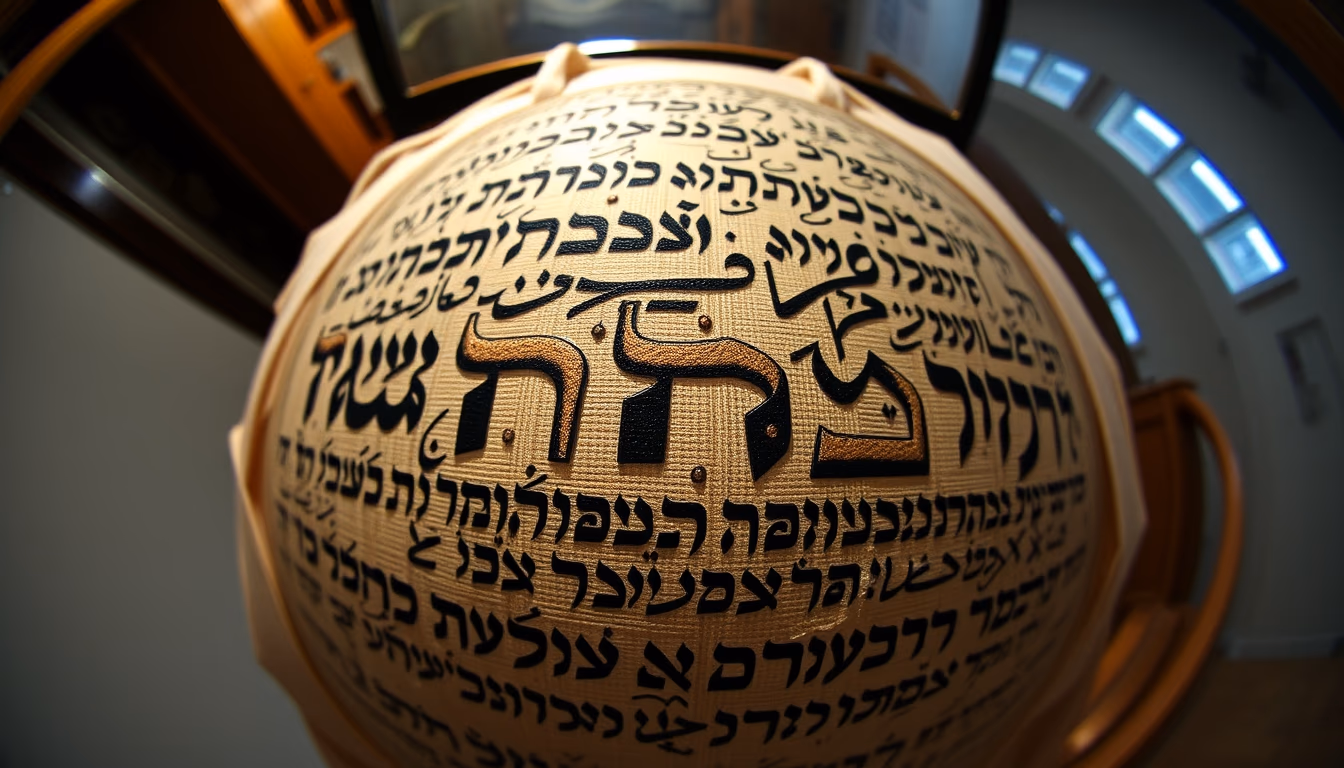 hebrew calligraphy torah in editorial style
