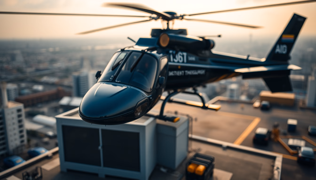 helicopter heliport rooftop in editorial style