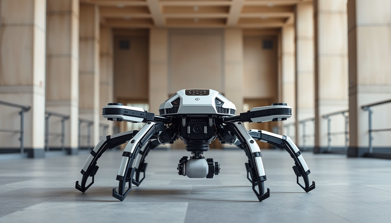 hexapod robot moving in editorial style