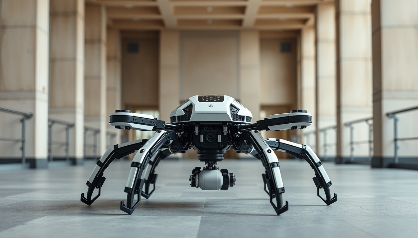hexapod robot moving in editorial style