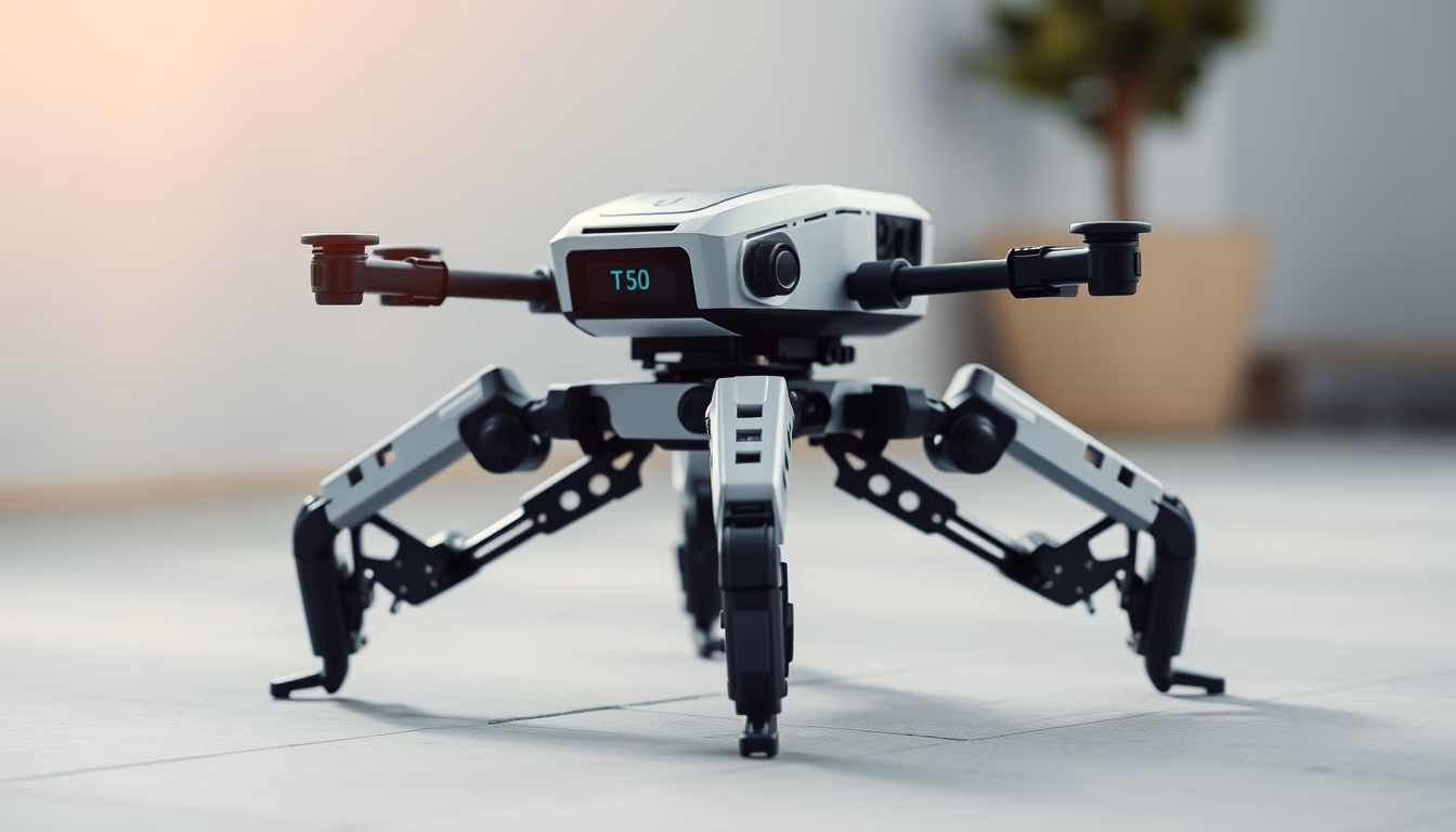 hexapod robot moving in editorial style