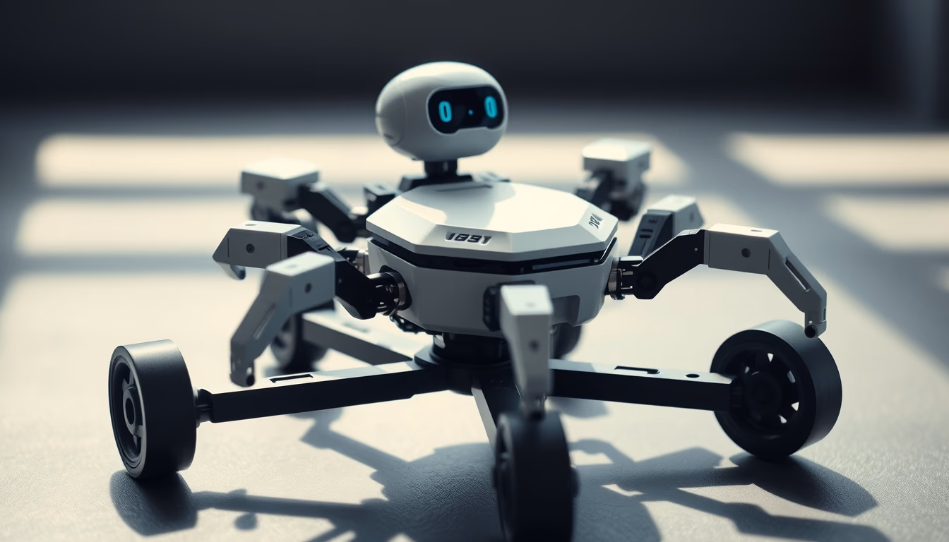 hexapod robot moving in editorial style