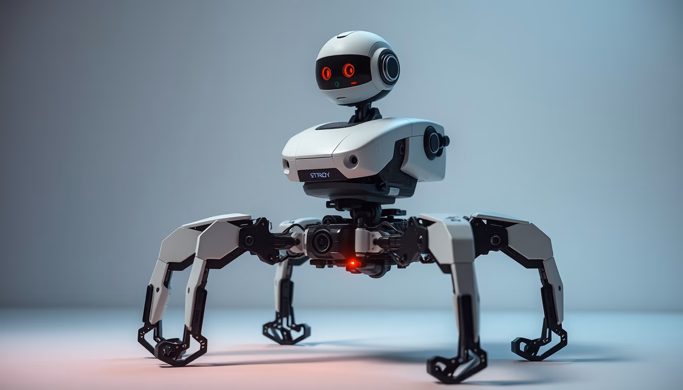 hexapod robot moving in editorial style