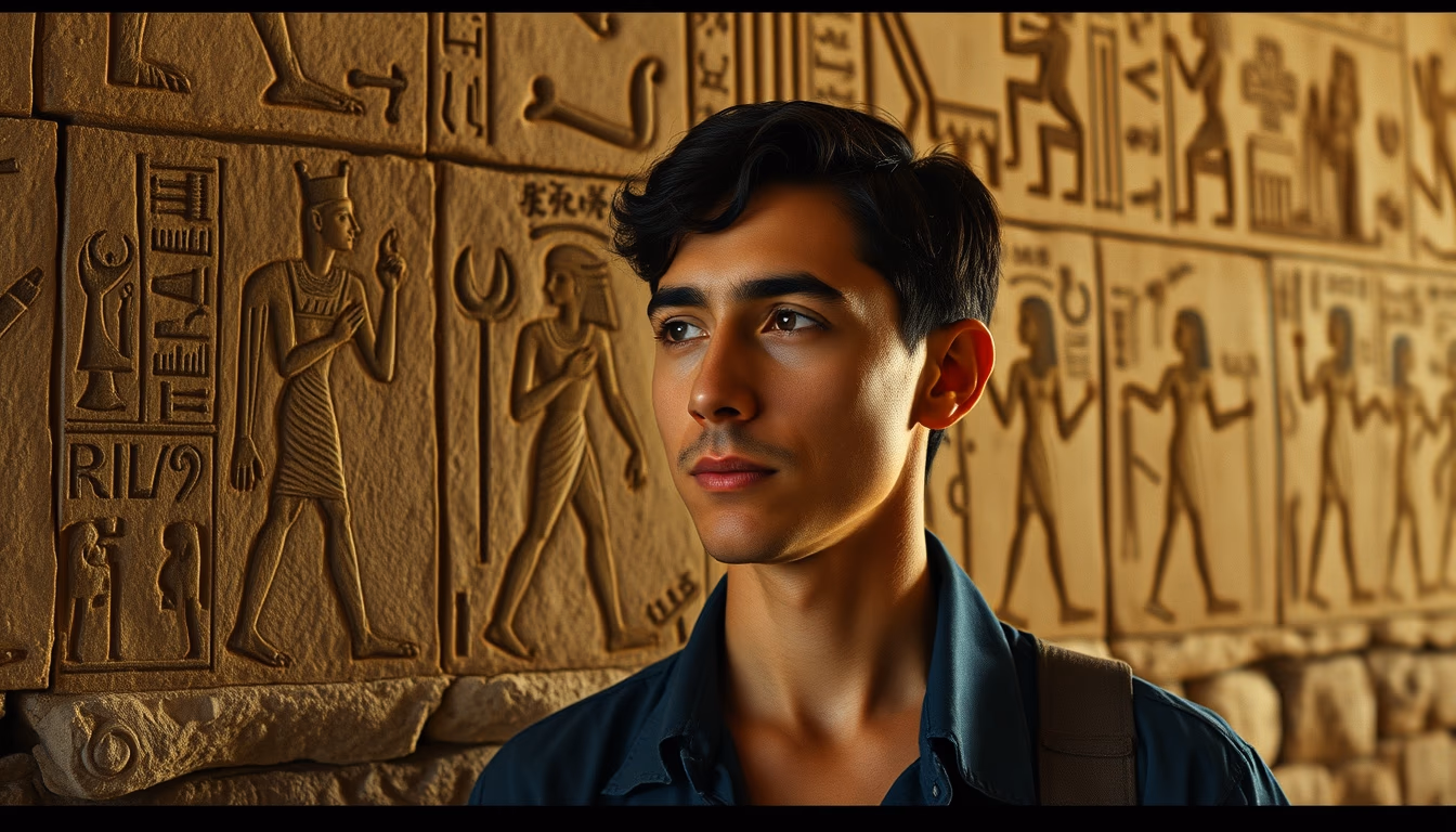 hieroglyphs egyptian wall in editorial style