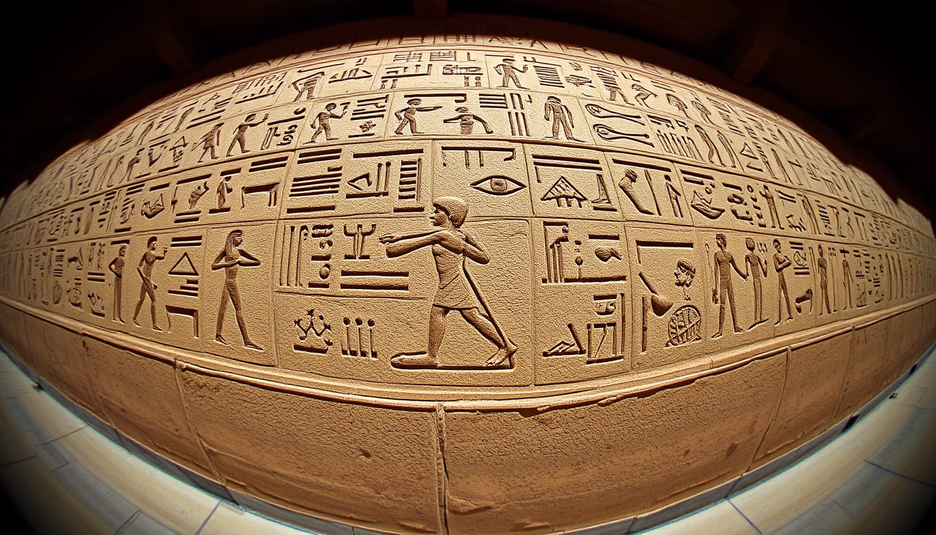 hieroglyphs egyptian wall in editorial style