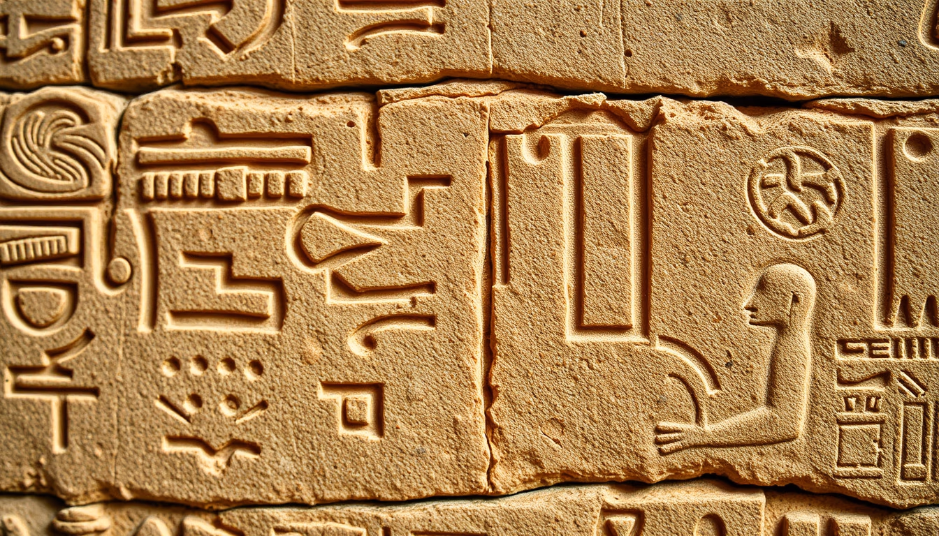 hieroglyphs egyptian wall in editorial style