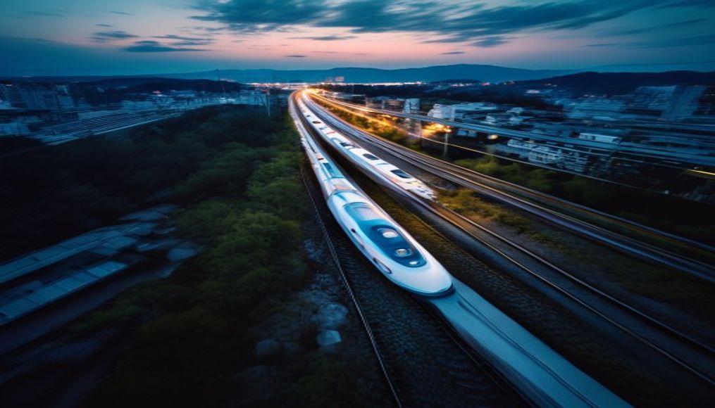 high speed train japan in editorial style