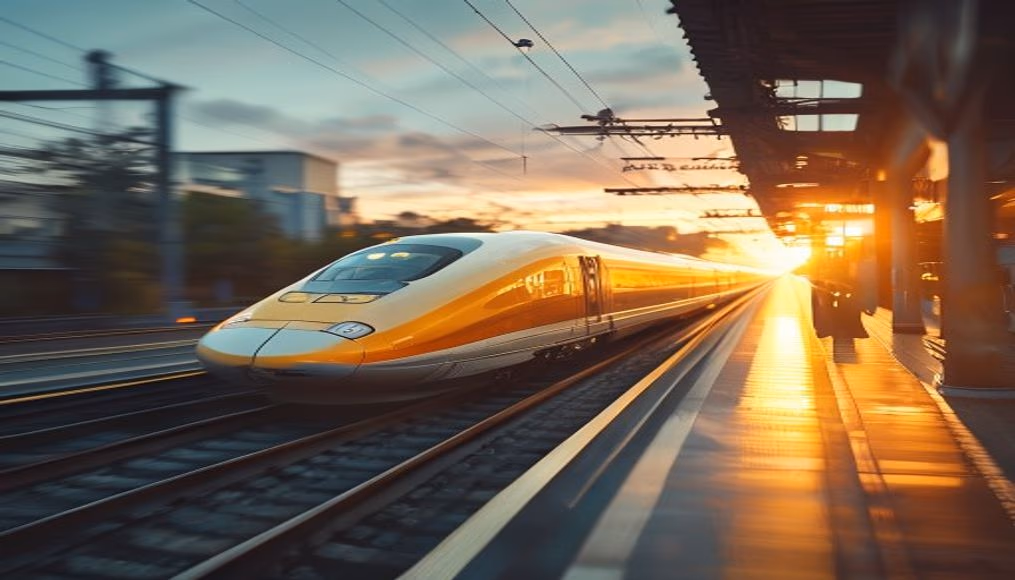 high speed train japan in editorial style