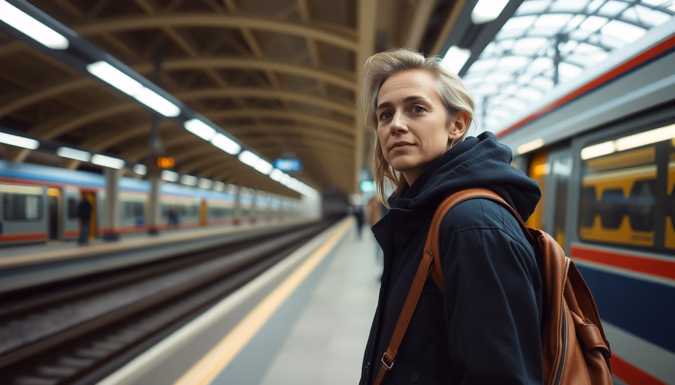 high speed train station in editorial style