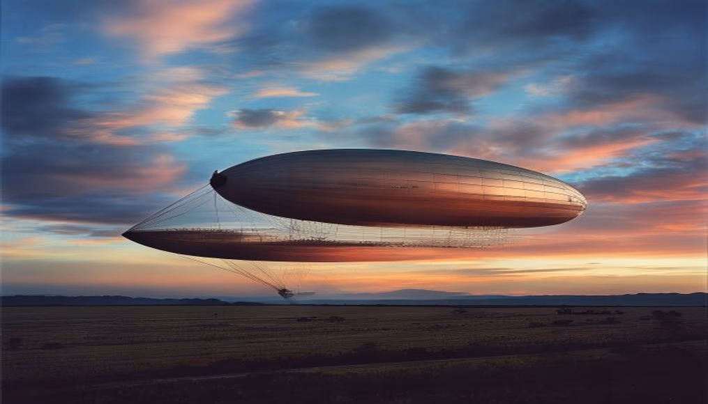 hindenburg airship in editorial style