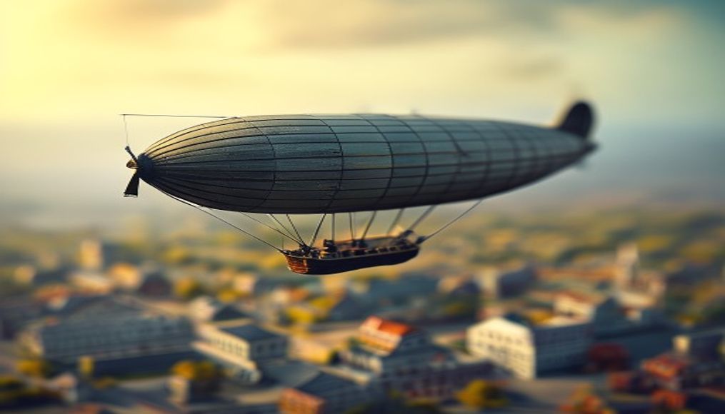 hindenburg airship in editorial style