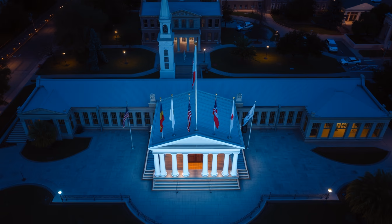 historical flags museum in editorial style