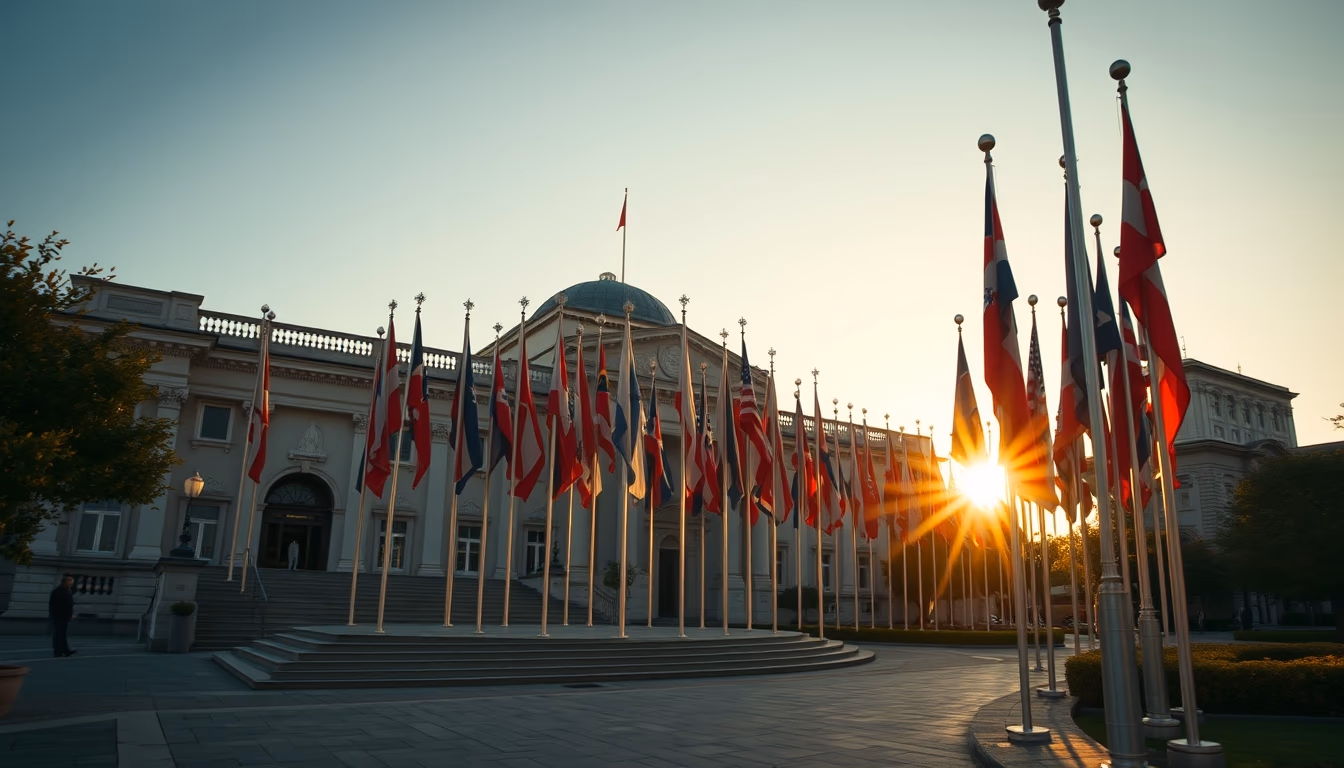 historical flags museum in editorial style
