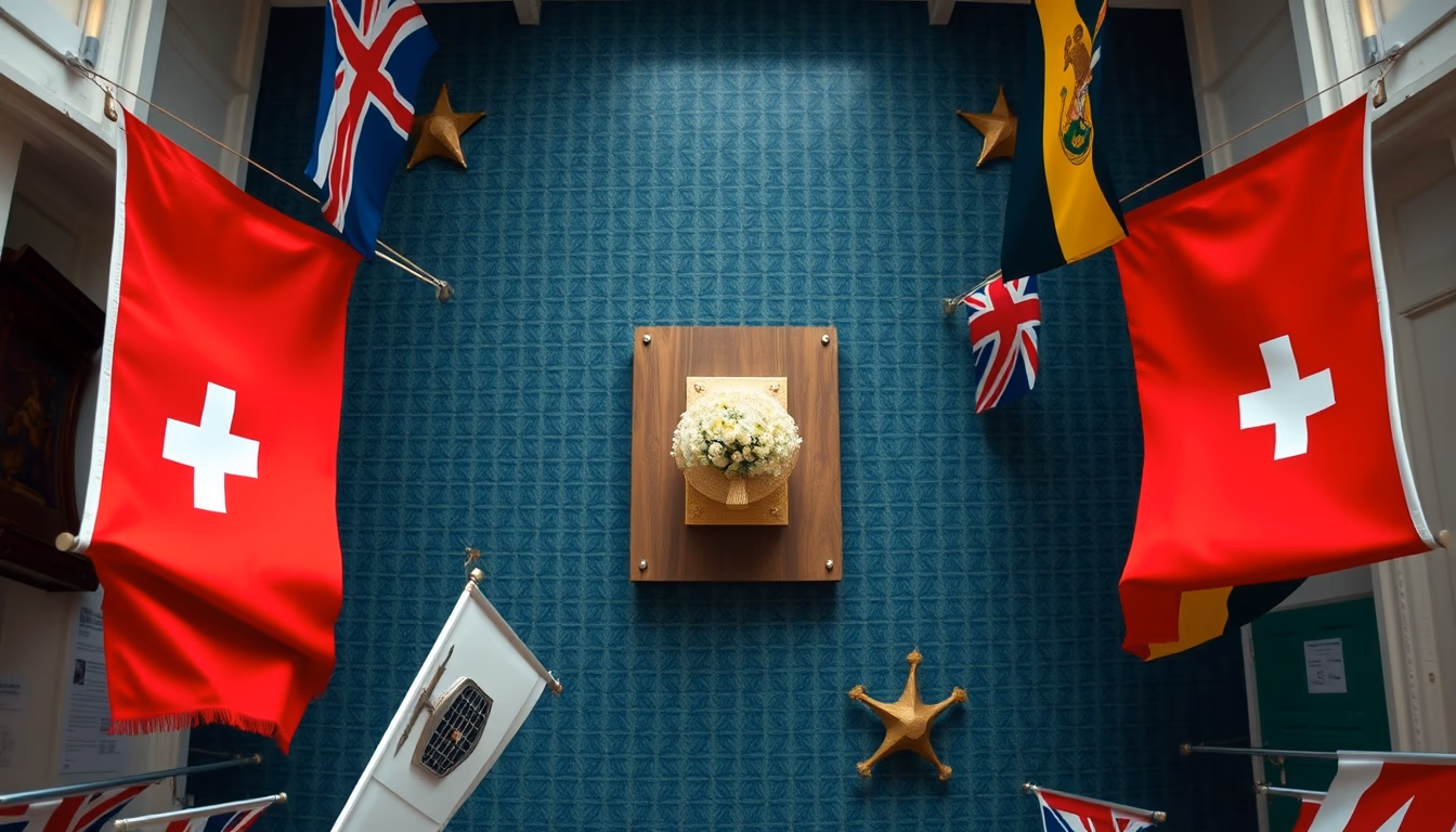 historical flags museum in editorial style