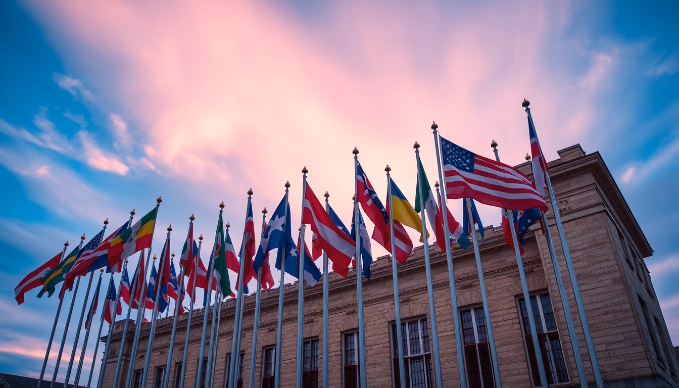 historical flags museum in editorial style
