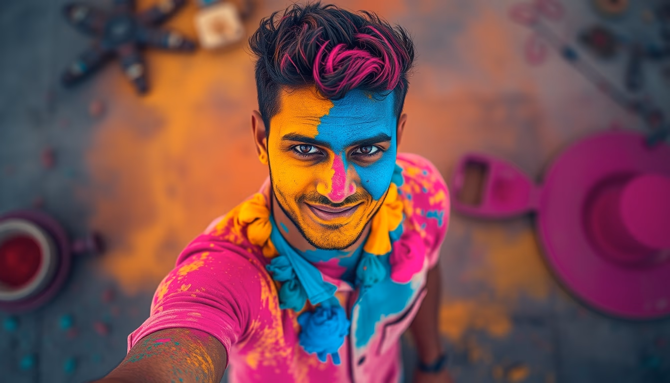 holi powder colors in editorial style
