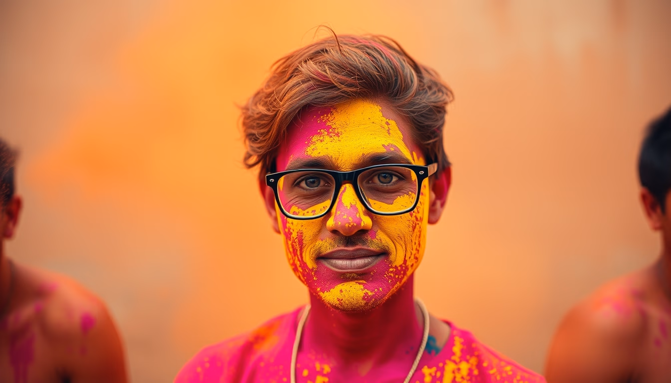 holi powder colors in editorial style