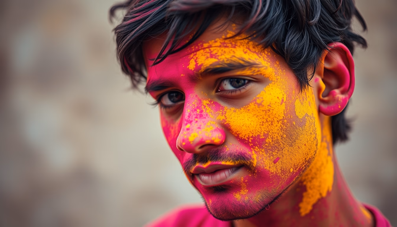 holi powder colors in editorial style