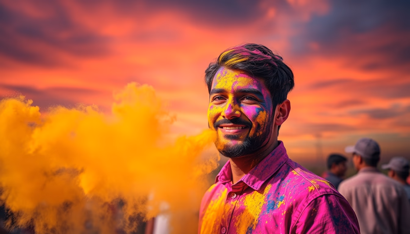 holi powder colors in editorial style
