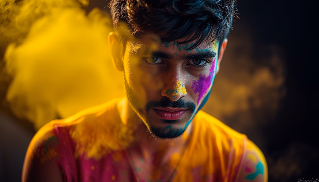 holi powder colors in editorial style