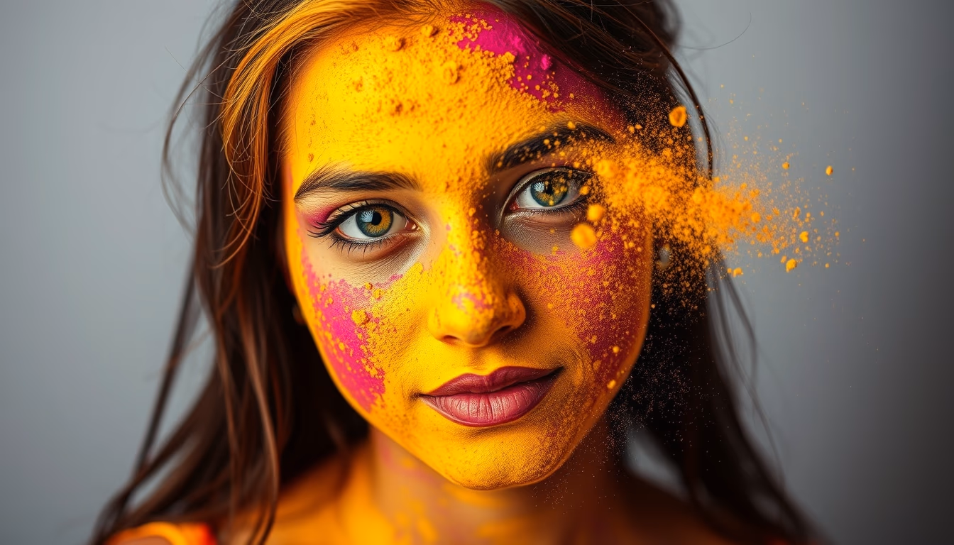holi powder colors in editorial style