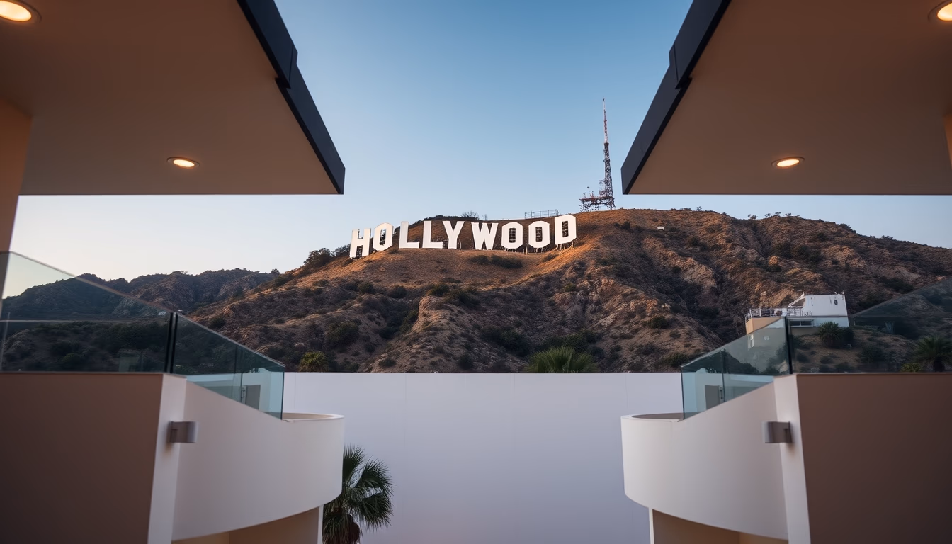 hollywood sign hill in editorial style