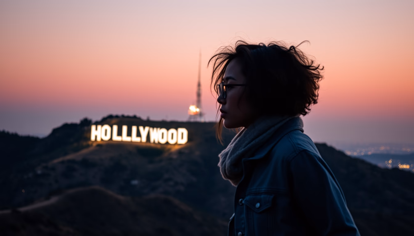 hollywood sign hill in editorial style