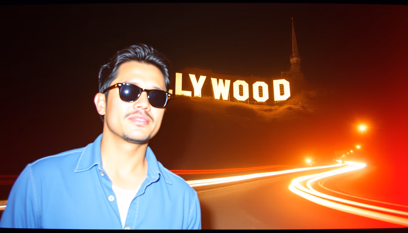 hollywood sign hill in editorial style