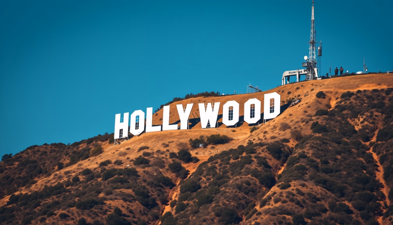 hollywood sign hill in editorial style