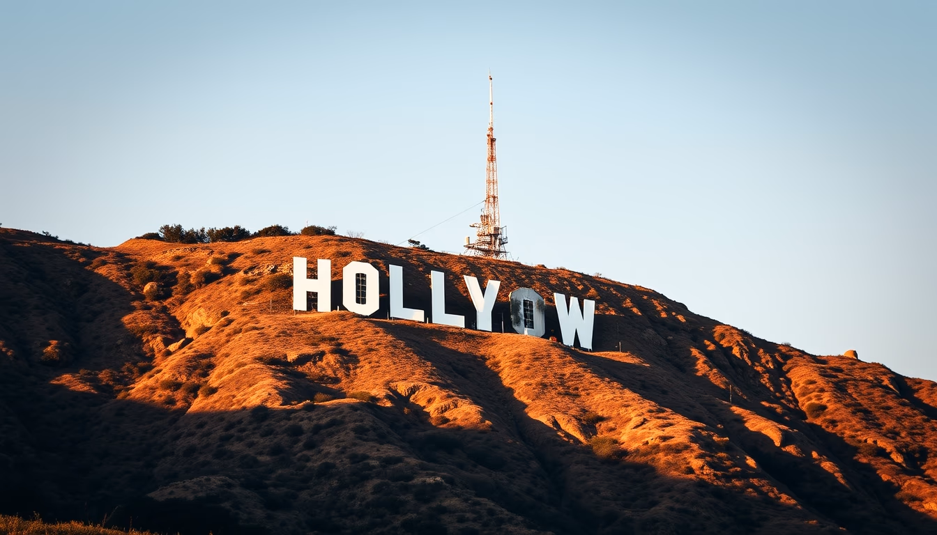 hollywood sign hill in editorial style