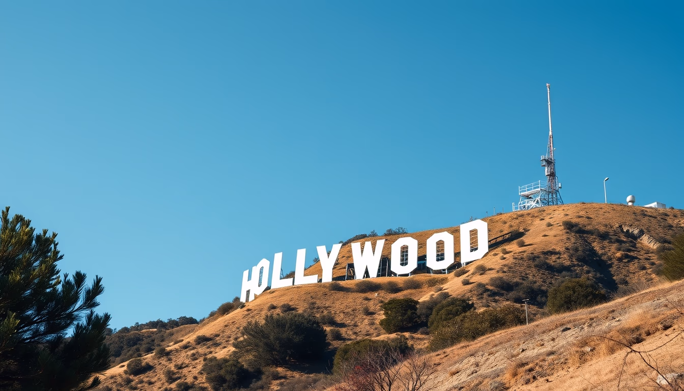 hollywood sign hill in editorial style