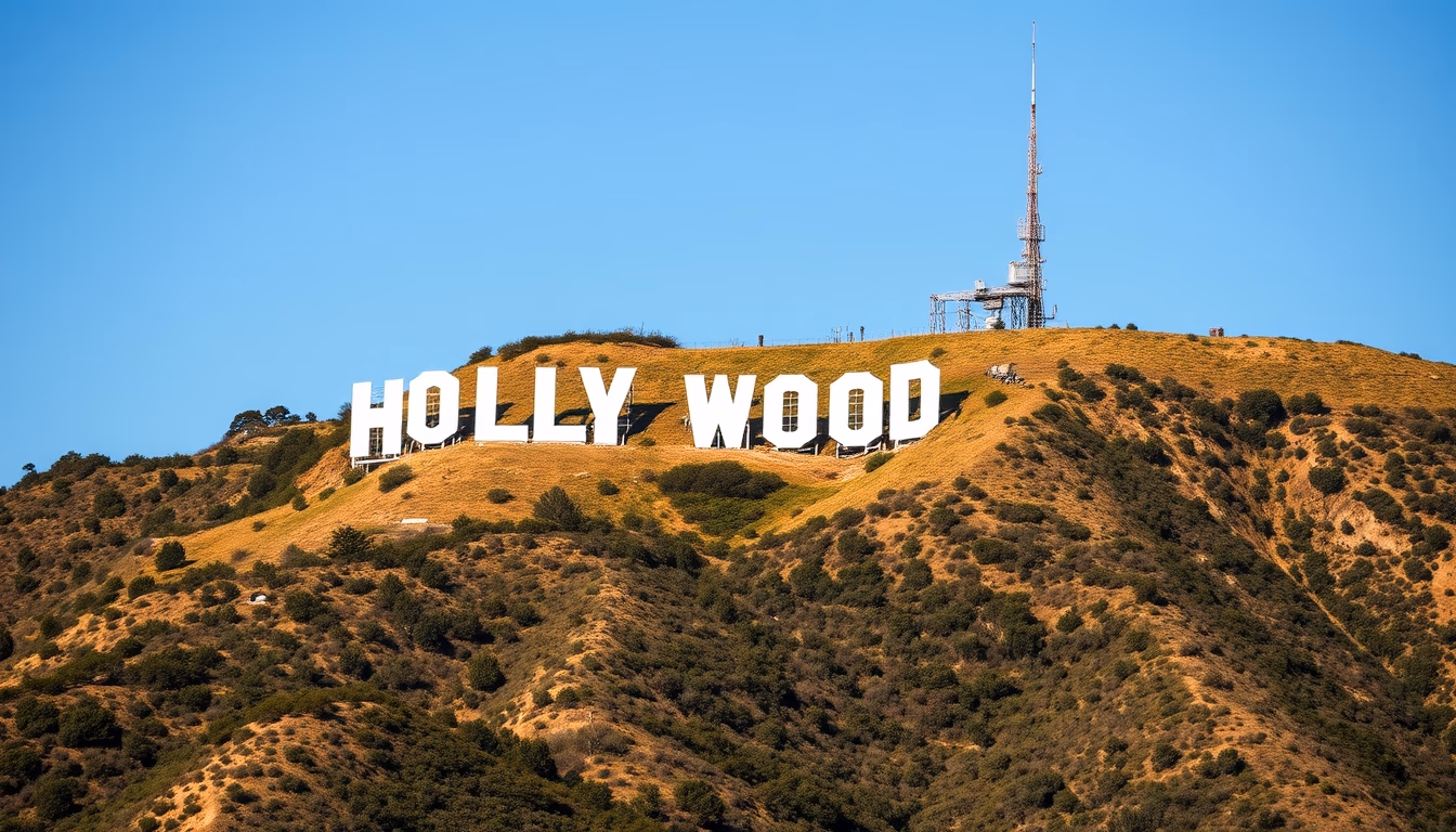 hollywood sign hill in editorial style