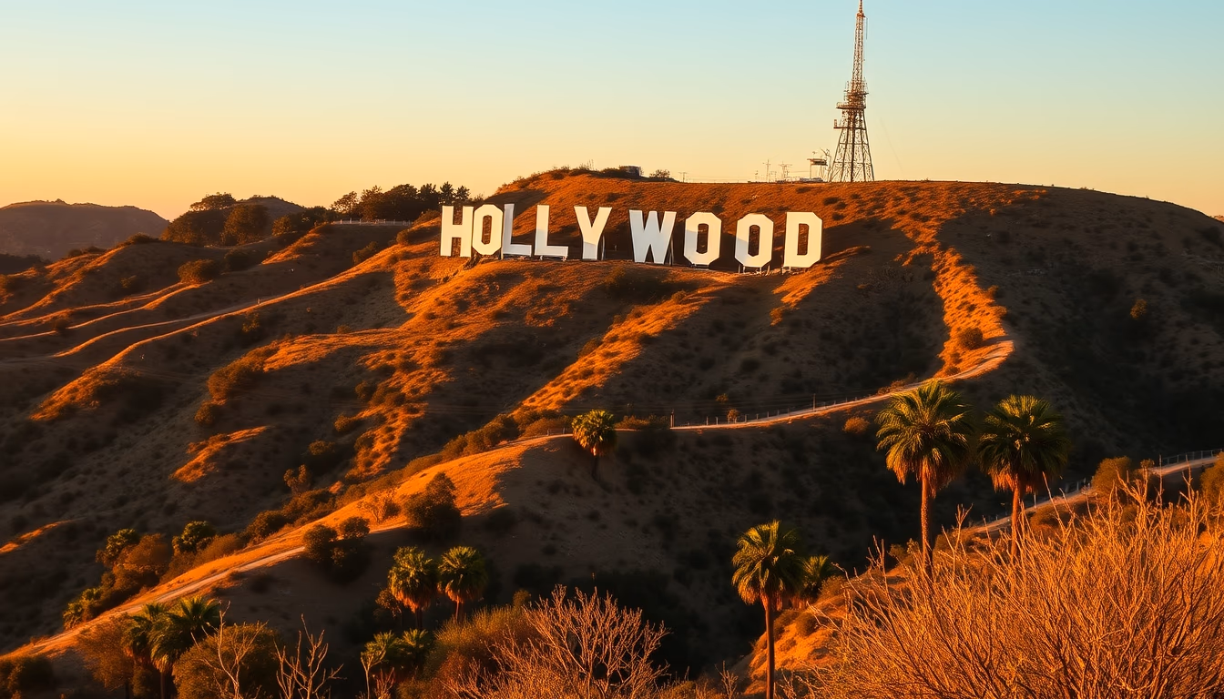 hollywood sign hill in editorial style