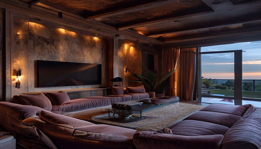 Home cinema dolby atmos velvet em fotografia editorial de luxo