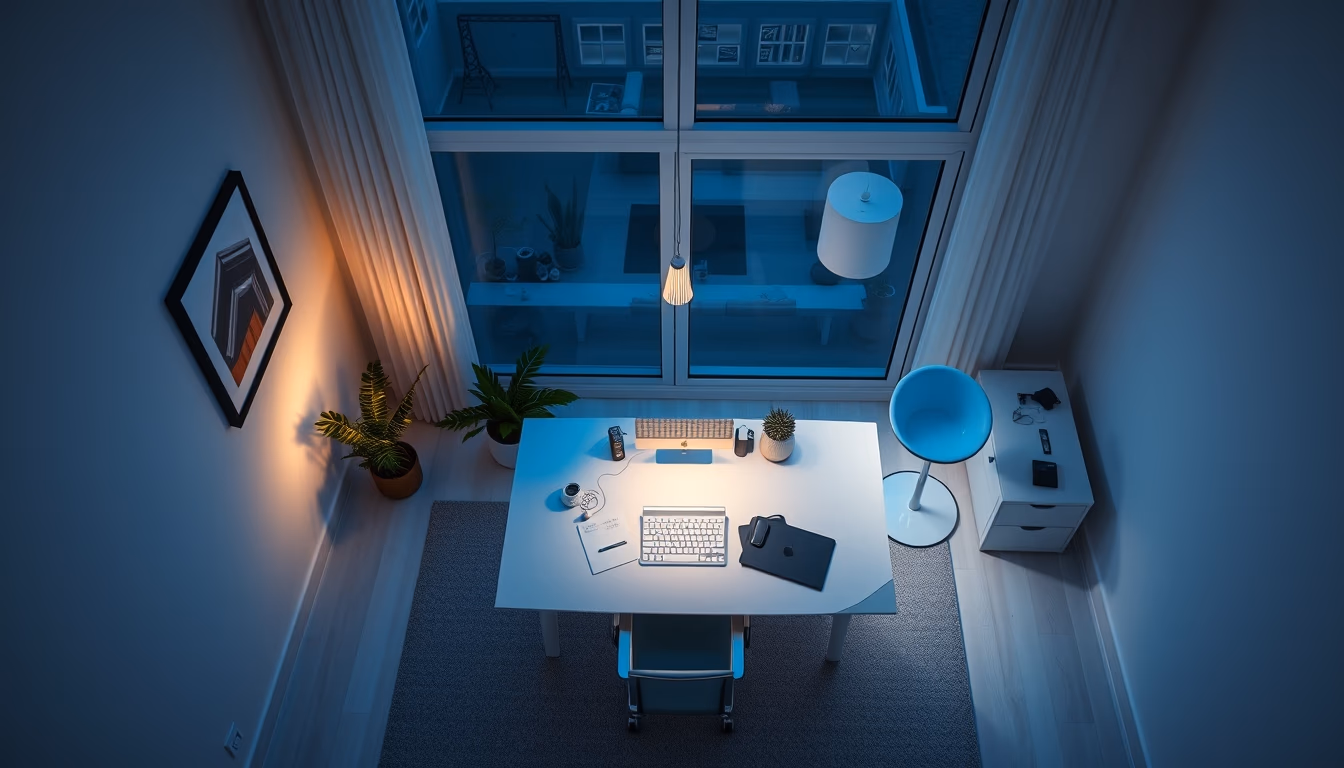 home office minimalist in editorial style