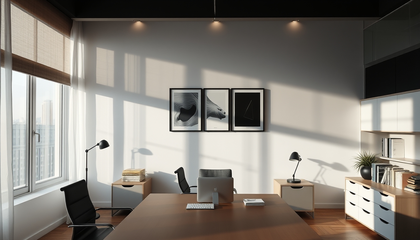 home office minimalist in editorial style