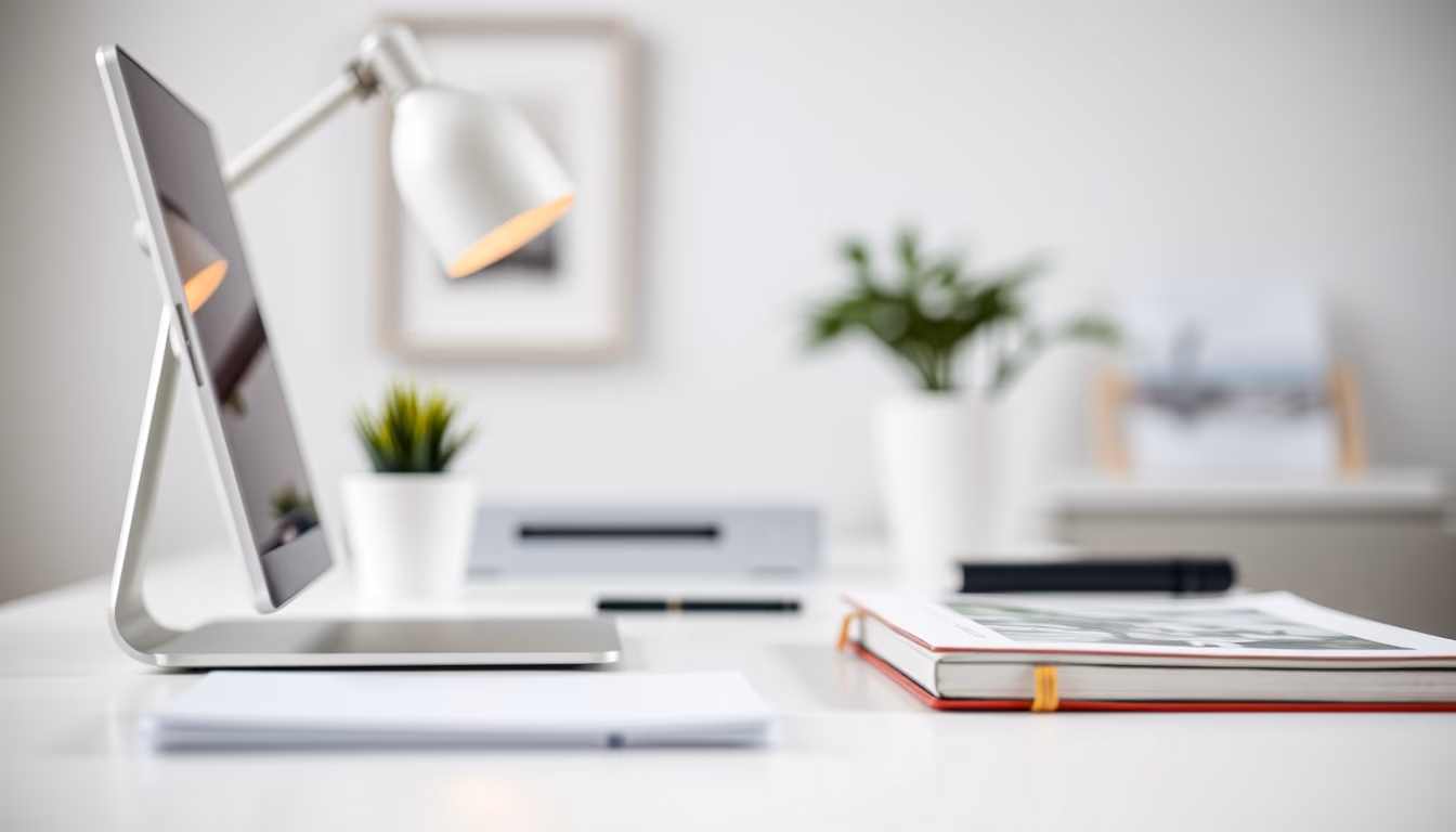 home office minimalist in editorial style