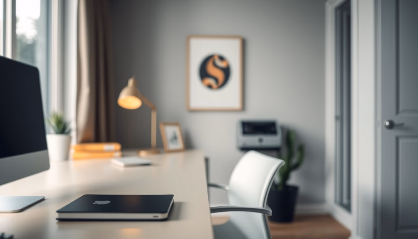 home office minimalist in editorial style