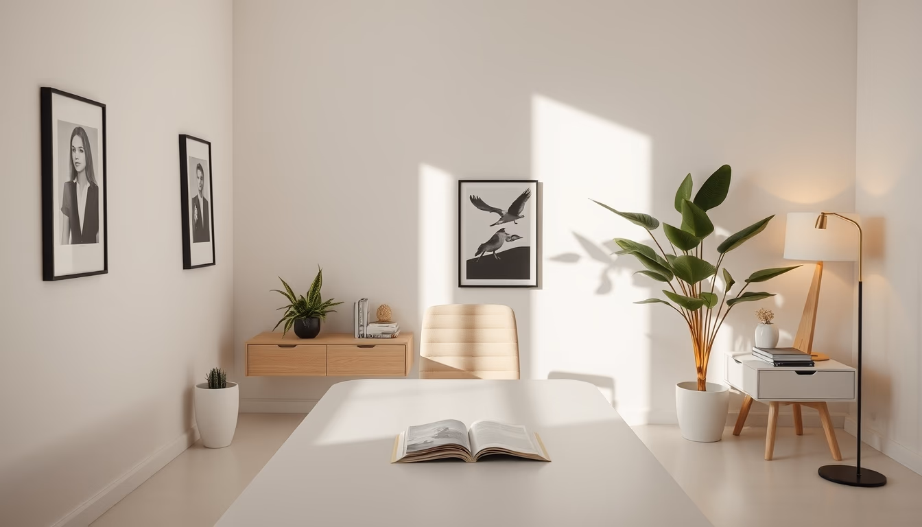home office minimalist in editorial style