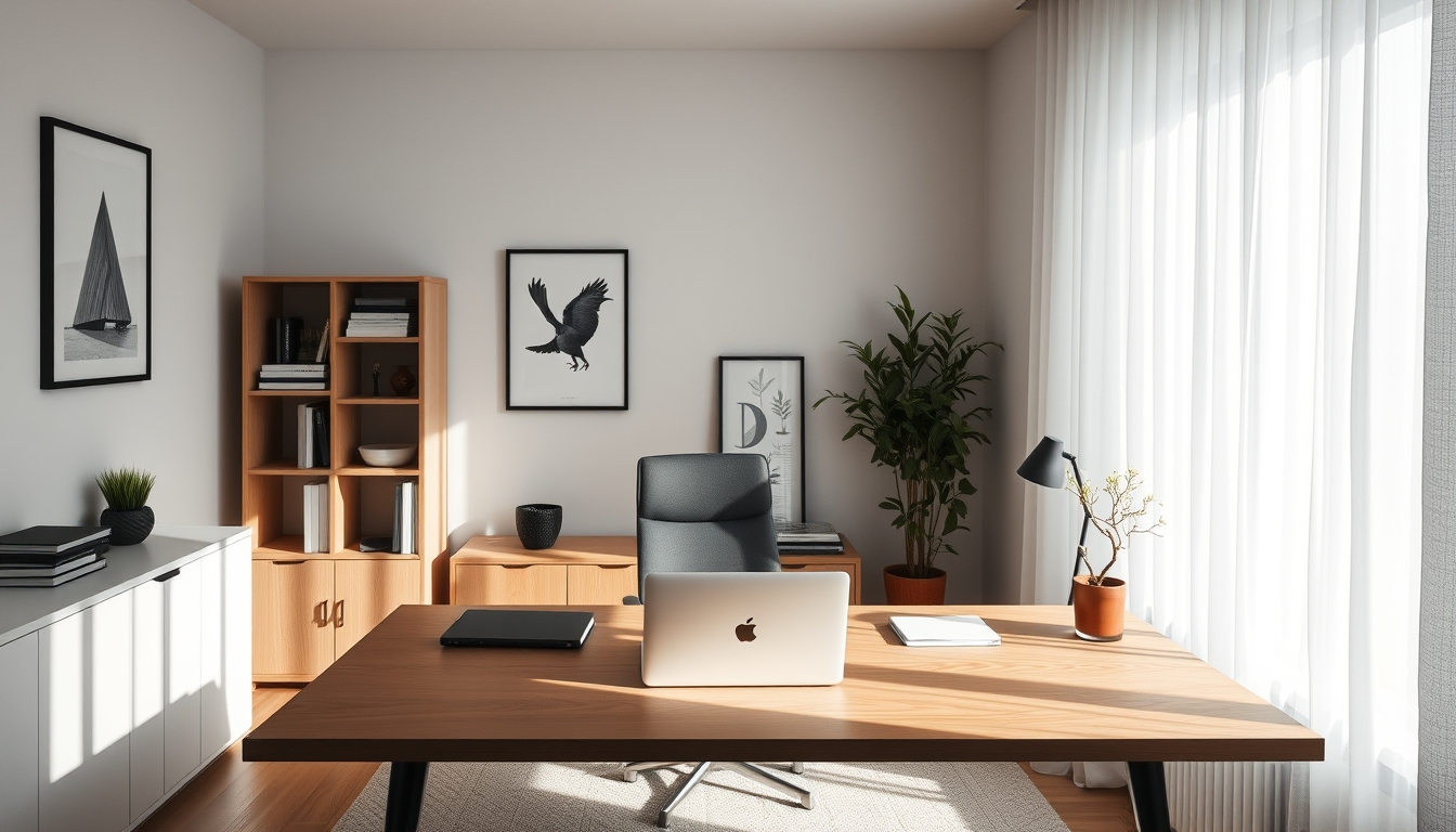 home office minimalist in editorial style