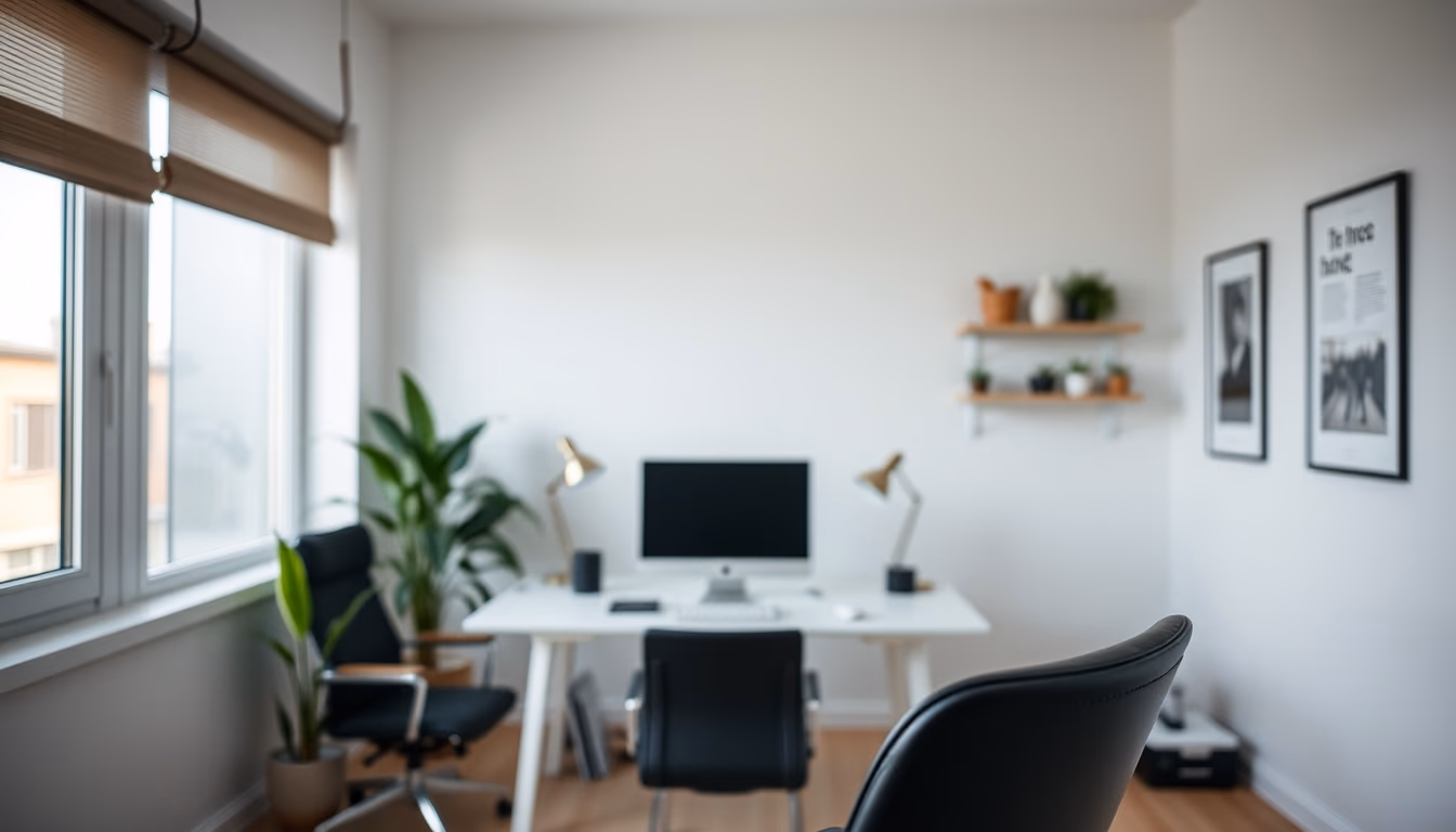 home office minimalist in editorial style