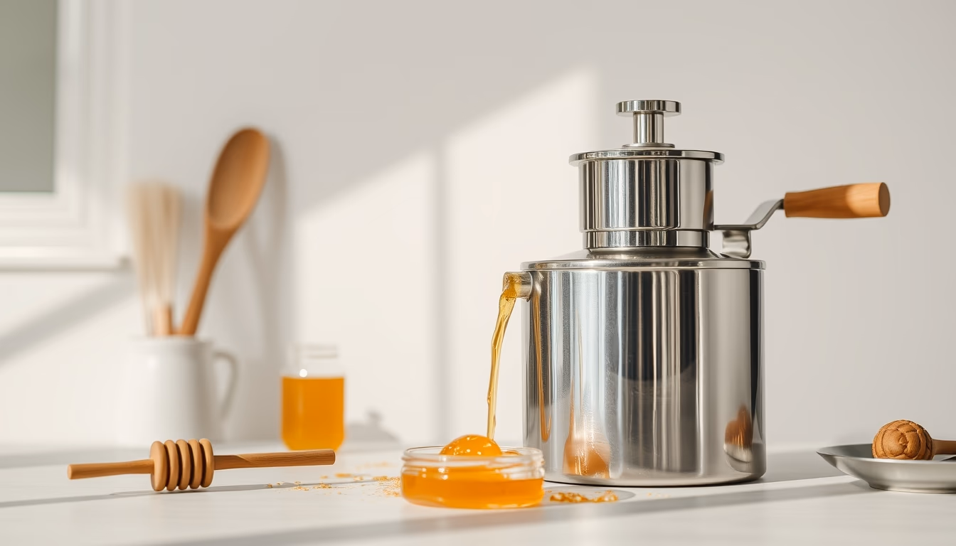 honey extractor stainless in editorial style