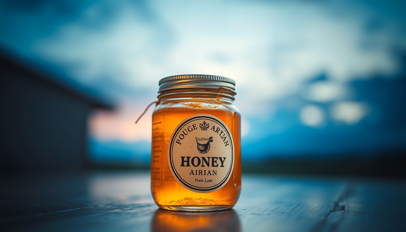honey jar artisan label in editorial style