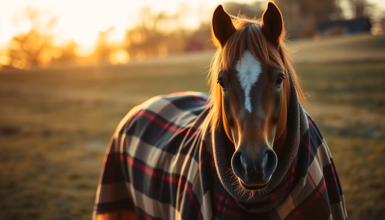 horse blanket wool plaid in editorial style