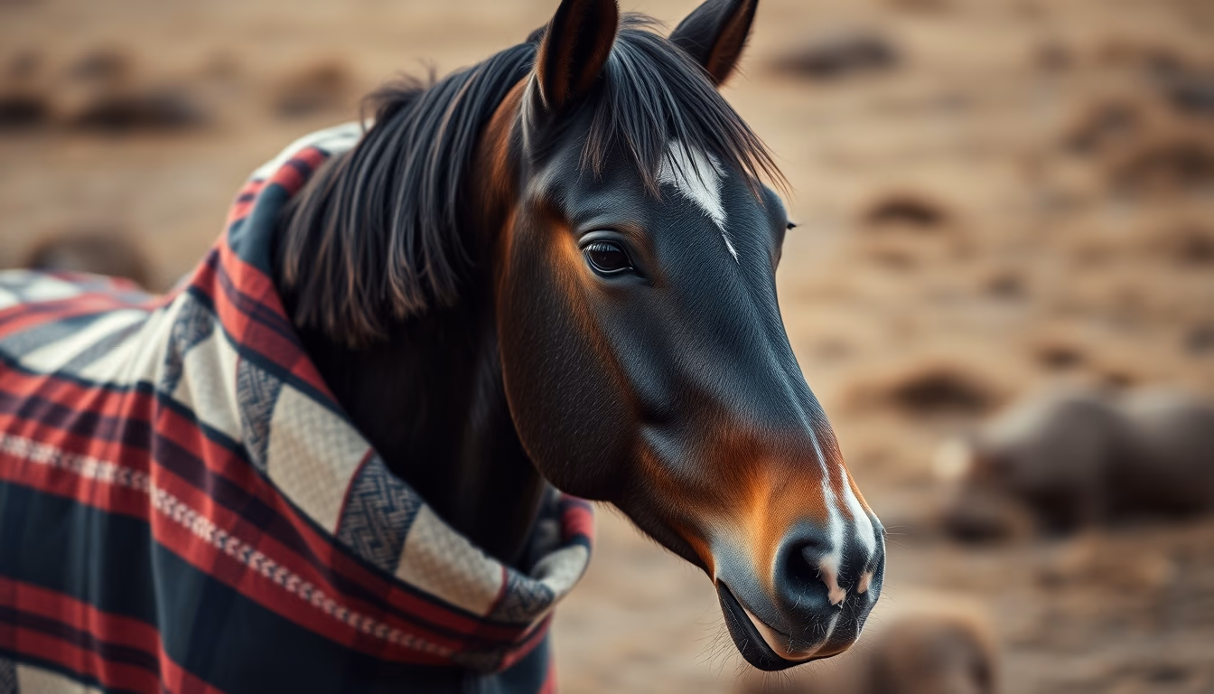 horse blanket wool plaid in editorial style