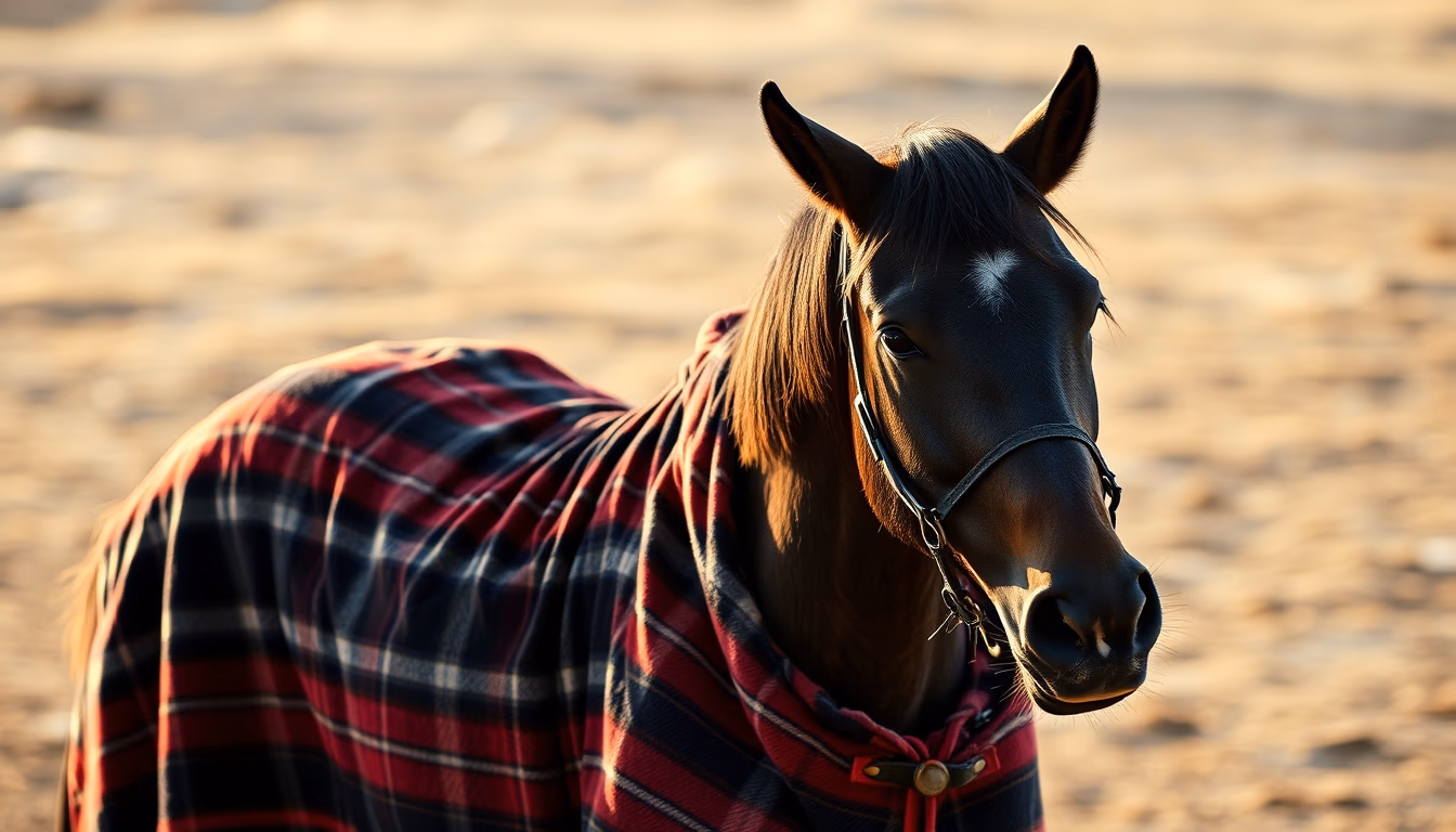 horse blanket wool plaid in editorial style