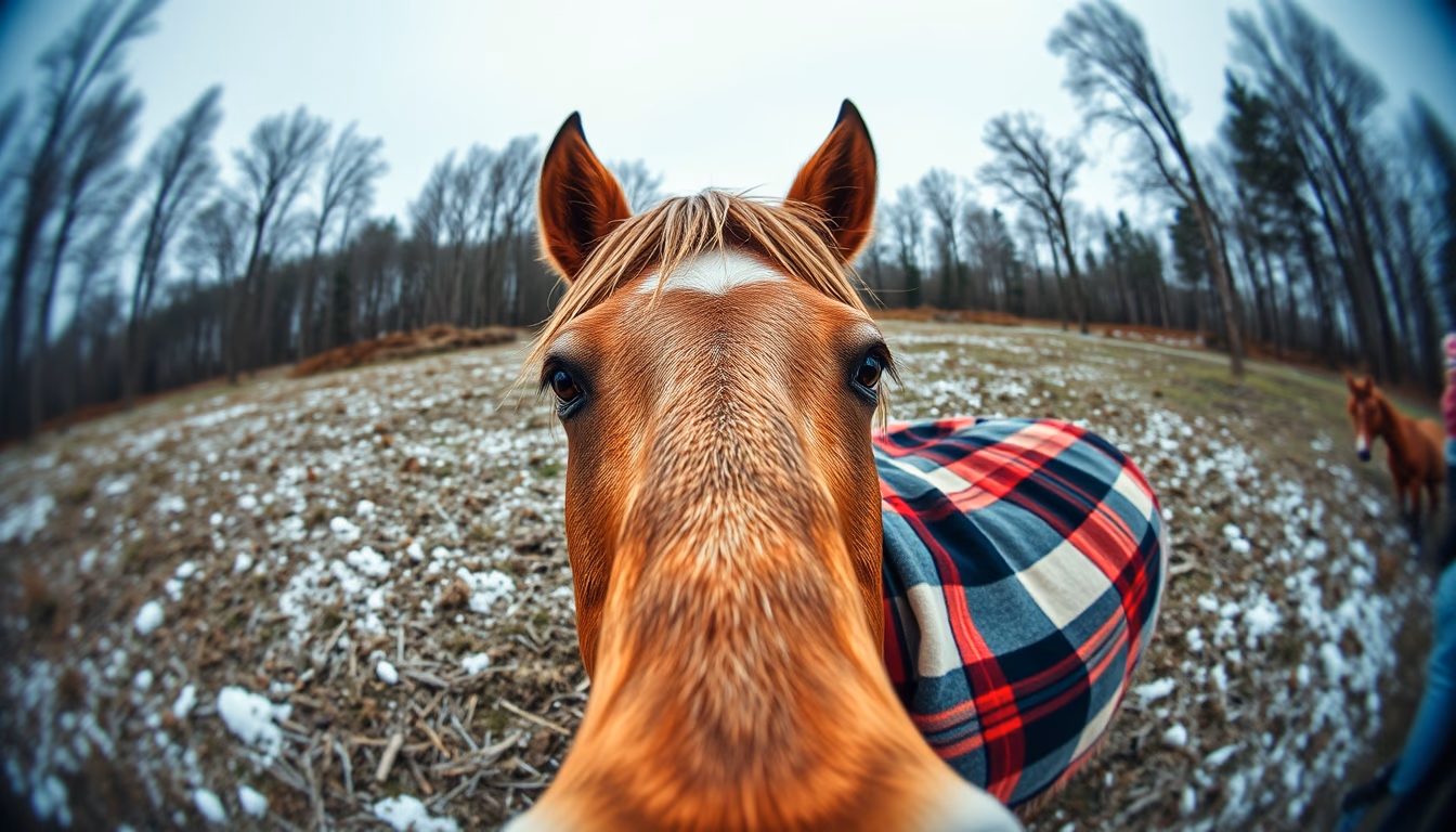 horse blanket wool plaid in editorial style